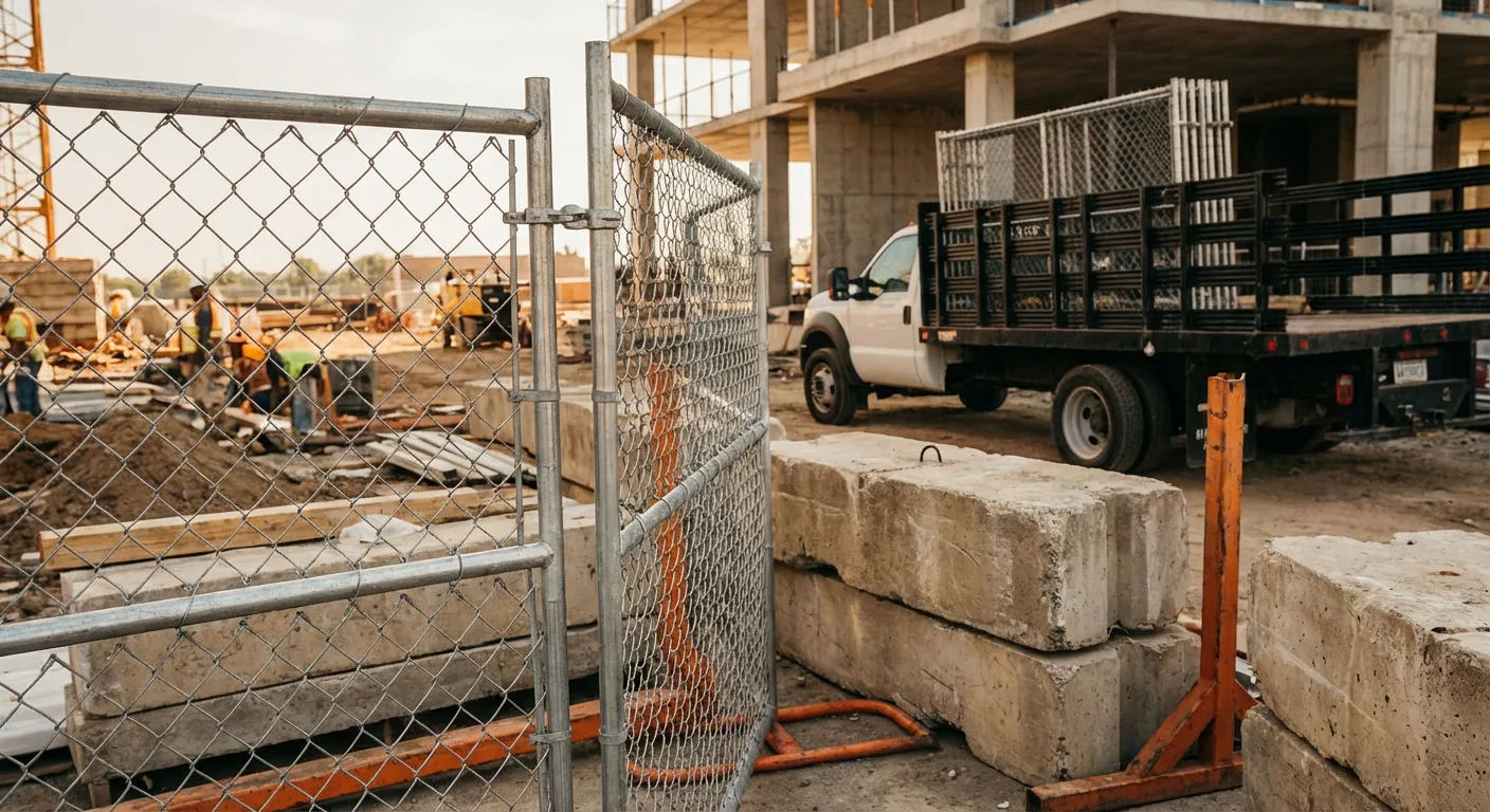Commercial temporary fencing installation site in Granada Hills, CA