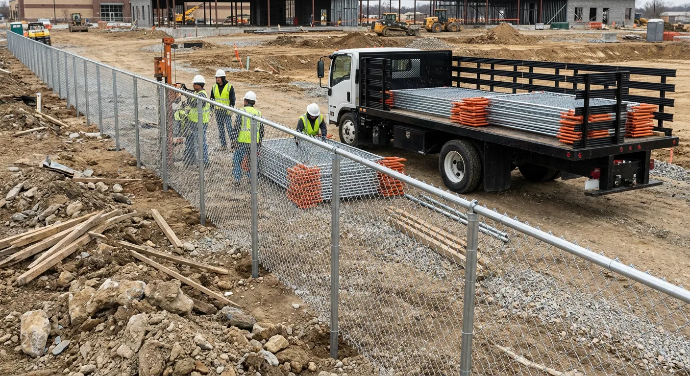 Post-Driven Construction Fence in Granada Hills, CA