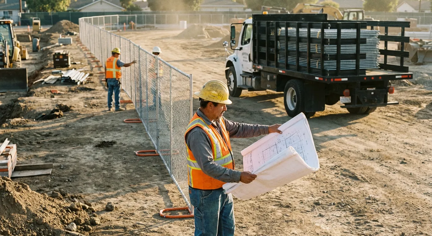 Post-driven fencing installation site in Granada Hills, CA