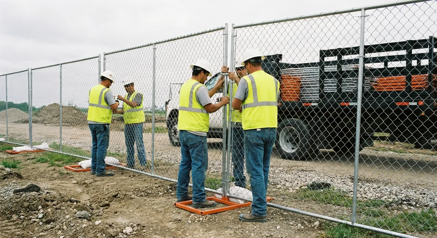 Aliso Canyon Fence Rental team installing temporary fencing in Granada Hills, CA