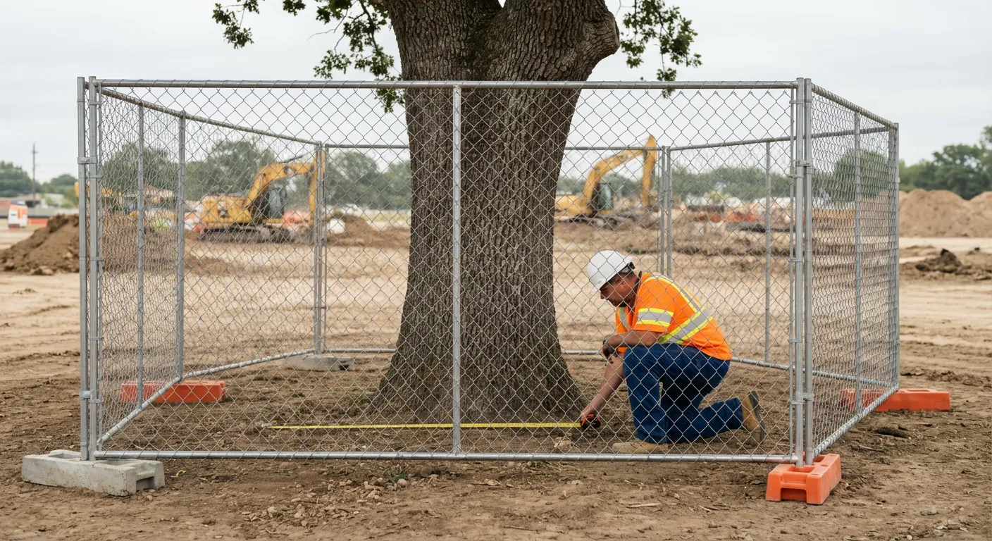 Tree protection zone fencing installation in Granada Hills, CA