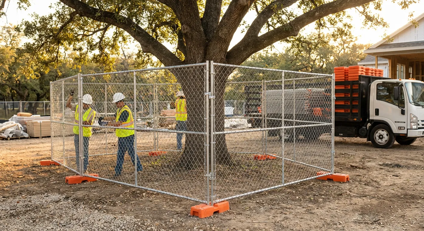 Tree protection zone fencing background in Granada Hills, CA