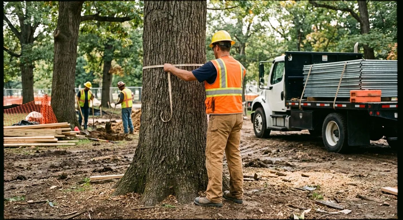 Tree protection zone fencing installation in Granada Hills, CA