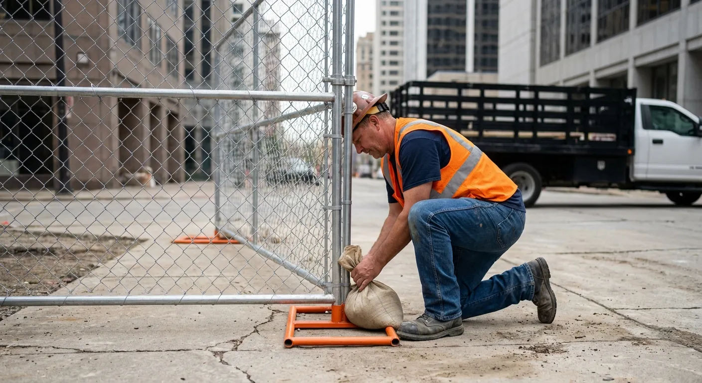 Temporary fence installation in Downtown Granada Hills area