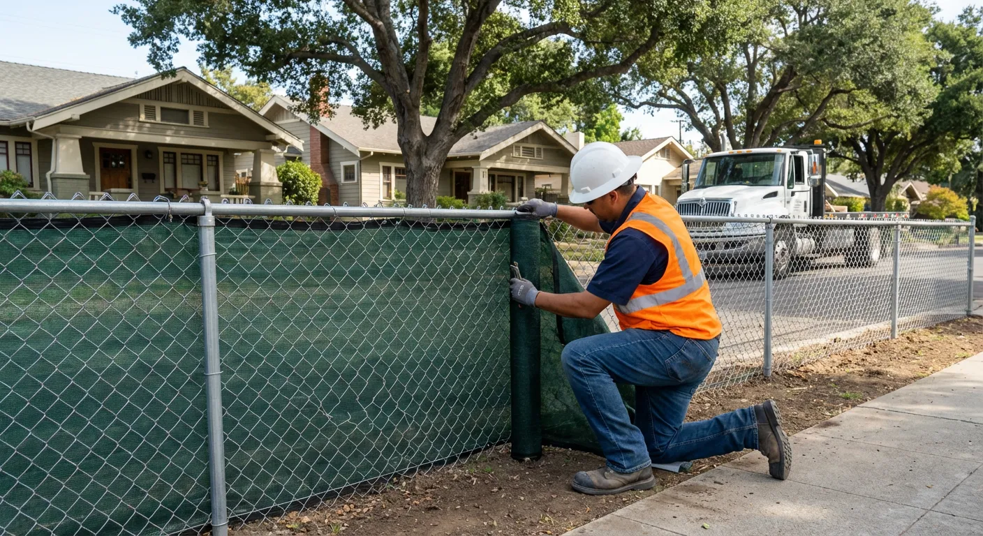 Temporary fence installation in Granada Hills