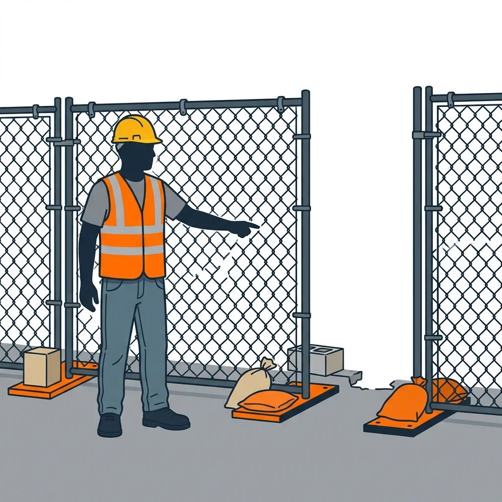 Diagram illustrating common construction site perimeter vulnerabilities in Granada Hills, CA